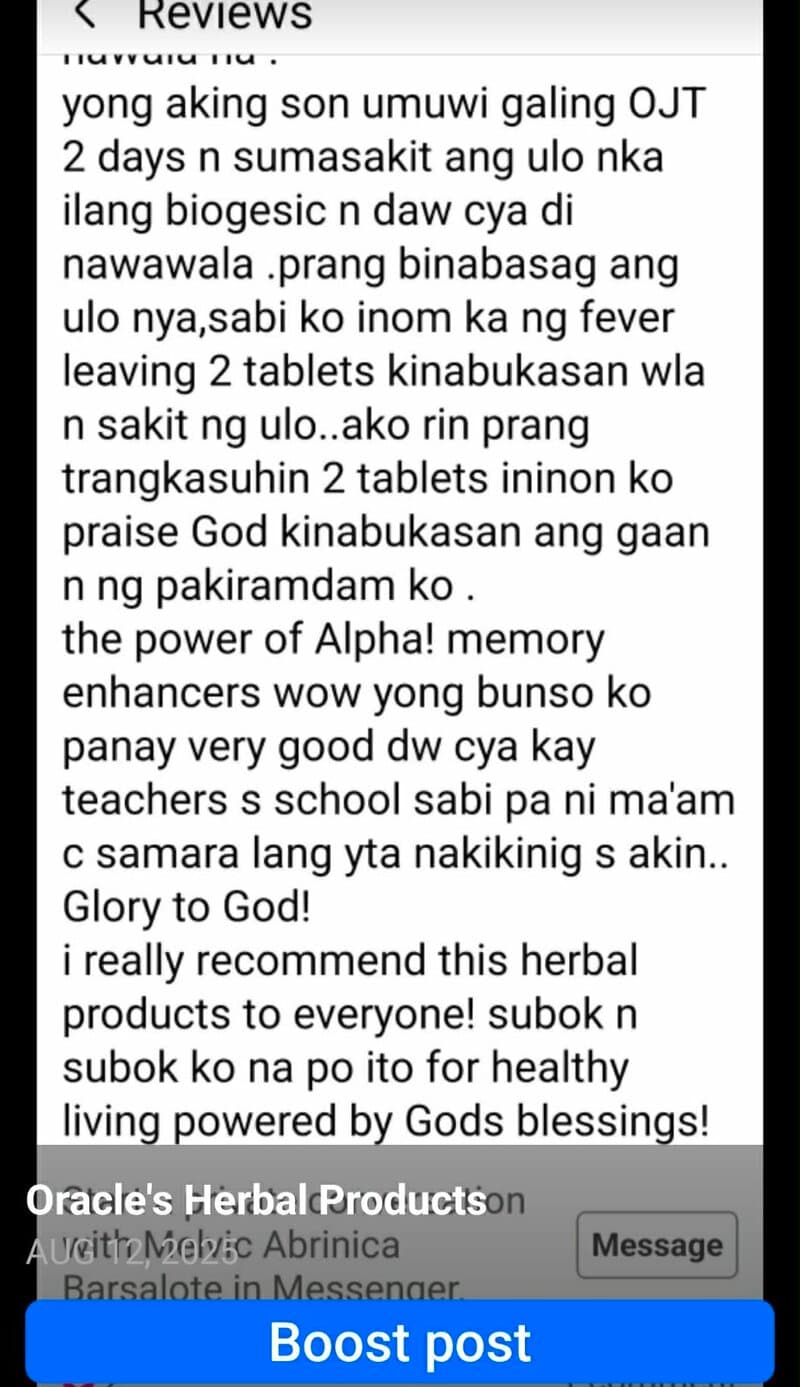 Member testimonial screenshot